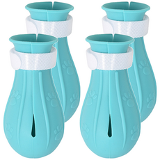 Truly House 多功能貓腳套/寵物腳套/防抓鞋/狗爪套/毛孩爪套, 綠色, 4個