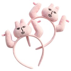 핑크 토끼 머리카락 잡는 웃긴 쓸모없는 선물 머리띠, 2개