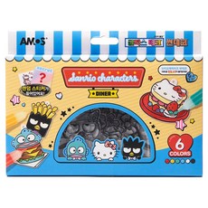 아모스 아모스x산리오 글라스데코 썬데코 캐릭터즈, 빨강, 노랑, 민트색, 하늘색, 흰색, 검정(글라스데코), 1개
