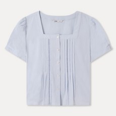 MIXXO 方領細褶女襯衫