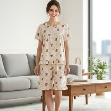BFL OUTDOOR 女性防皺五分袖睡衣上下套裝