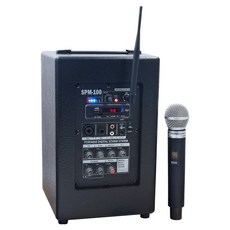사운드드라이브 충전 이동식 앰프100W + 무선 마이크 세트, 블랙, SPM-100