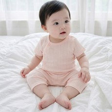 스타도어 신생아용 파스텔 쿨코튼 반팔 상하의 세트