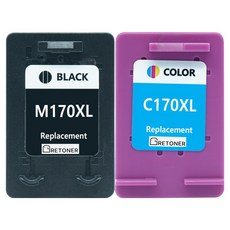 그래토너 삼성 INK-M170 XL INK-C170 XL SCX-1360 SL-J1760FW SCX-1365 호환 잉크 카트리지 대용량 4색 세트, 검정, 컬러, 1세트