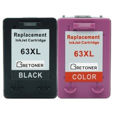 그래토너 HP 63 XL F6U64AA F6U63AA DESKJET 1112 2130 2131 2132 5520 호환 잉크 카트리지 대용량 4색 세트, 검정, 컬러, 1세트 검정, 컬러, 1세트