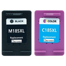 그래토너 삼성 INK-M185 XL INK-C185 XL SL-J1680 J1780DW J1785W 호환 잉크 카트리지 대용량 4색 세트, 검정, 컬러, 1세트 검정, 컬러, 1세트