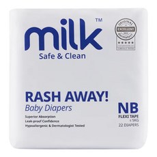 milk 鎖水芯牛奶黏貼型尿布 0~5kg, 22片, NB