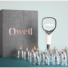 韓國 Owell 高級拔罐杯 18p + 連接管 + 手動抽氣泵 全套組, 1套