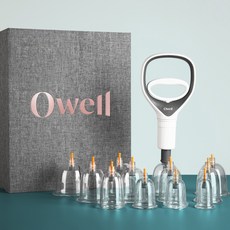 韓國 Owell 高級拔罐杯 12p + 連接軟管 + 手動抽氣泵 全套組, 1套