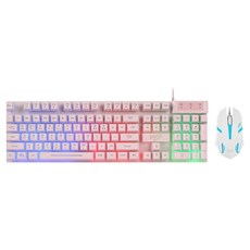 지클릭커 슈퍼히어로 레인보우 LED 게이밍 키보드 초경량 무소음 마우스 세트, PINK, GMK-200, 일반형