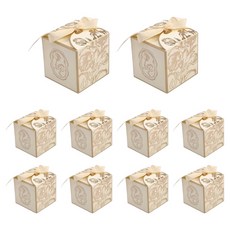 KHOOMIE 禮物包裝回禮緞帶盒 6W0215, 米色, 10個