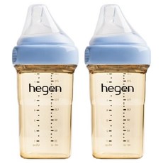 헤겐 신생아용 애착 PPSU 꼭지 젖병 트윈팩, 블루, 1개, 240ml