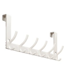 원이네 문에 거는 옷걸이 무타공 다용도 6후크 18cm, 화이트, 1개