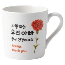 해피정 카네이션 머그컵 420ml, 화이트(한송이 아빠), 1개
