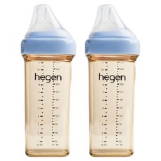 헤겐 애착젖병 PPSU 트윈팩 젖병 330ml x 2p + 꼭지 2p 세트, 블루, 1세트