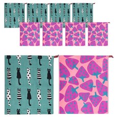 부엌다옴 북유럽풍 주방 핸드타올 2종 x 5p 세트, 다섯마리고양이 그린, 딸기 핑크, 1세트