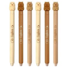 조선문방구 말랑말랑 카피바라 지워지는 중성펜 0.5mm 3종 x 2p 세트, 혼합색상, 1세트