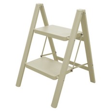 ONE HOUSE 穩固家用登高免組裝碳鋼折疊梯 2階 OH-K606 米白色, 1個