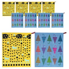 부엌다옴 북유럽풍 주방 핸드타올 2종 x 5p 세트, 새싹 옐로우, 우산 블루, 1세트