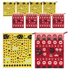부엌다옴 북유럽풍 주방 핸드타올 2종 x 5p 세트, 새싹 옐로우, 식탁고양이 레드, 1세트