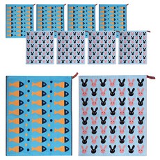 부엌다옴 북유럽풍 주방 핸드타올 2종 x 5p 세트, 물고기 블루, 얼굴토끼 블루, 1세트