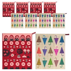 북유럽풍 주방 핸드타올 2종 x 5p 세트, 식탁고양이 레드, 우산 베이지, 1세트