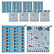 부엌다옴 북유럽풍 주방 핸드타올 2종 x 5p 세트, 물고기 블루, 새싹 화이트, 1세트