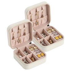코레시스 럭셔리한 미니 휴대용 액세서리 보관함 10 x 10 x 5 cm, 화이트, 2개