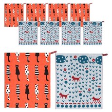 부엌다옴 북유럽풍 주방 핸드타올 2종 x 5p 세트, 다섯마리고양이 오렌지, 새싹 화이트, 1세트