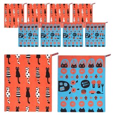 부엌다옴 북유럽풍 주방 핸드타올 2종 x 5p 세트, 다섯마리고양이 오렌지, 식탁고양이 오렌지, 1세트
