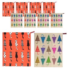 부엌다옴 북유럽풍 주방 핸드타올 2종 x 5p 세트, 다섯마리고양이 오렌지, 우산 베이지, 1세트