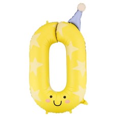 PartyDeco 尖頂帽數字0鋁箔氣球 86cm, 混合色, 1個