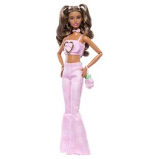 Barbie 芭比 豪華造型粉紅丹寧喇叭褲復古時尚娃娃
