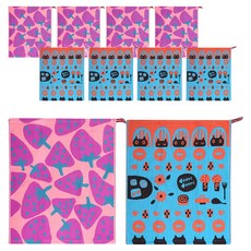 부엌다옴 북유럽풍 주방 핸드타올 2종 x 5p 세트, 딸기 핑크, 식탁고양이 오렌지, 1세트