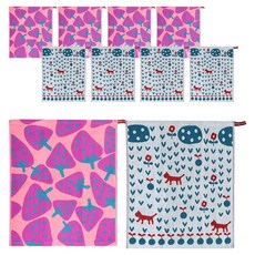 부엌다옴 북유럽풍 주방 핸드타올 2종 x 5p 세트, 딸기 핑크, 새싹 화이트, 1세트