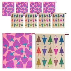 부엌다옴 북유럽풍 주방 핸드타올 2종 x 5p 세트, 딸기 핑크, 우산 베이지, 1세트