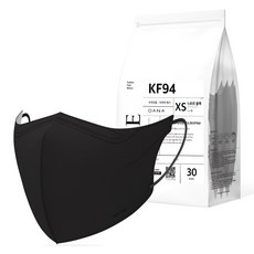 다나마스크 오브 새부리형 마스크 소소형 KF94, 검정색, 1개, 30개입