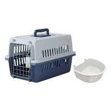 咕沛日常 寵物外出籠/貓籠/狗籠/貓咪狗狗外出籠 附飼料碗 鐵門款, 星空藍, 1個