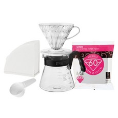 하리오 V60 02 블랙 드리퍼 세트, 1세트, 서버 + 드리퍼 600ml + 계량스푼 + 여과지 40p 1세트, 서버 + 드리퍼 600ml + 계량스푼 + 여과지 40p