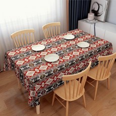 미네릭 고급 방수 방유 PVC 테이블 식탁보, 모로코 복고풍 레드, 1개, 120 x 170 cm