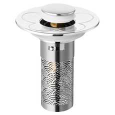Kyhome 304不鏽鋼洗臉盆漏水塞/按壓式彈跳芯/洗手臺下水器/防臭防堵落水頭/排水蓋 銀色, 1個