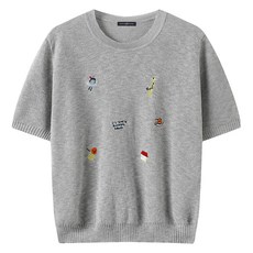 NINESIX NY 女款日常刺繡圓領短袖針織衫 NQ2KT001L0