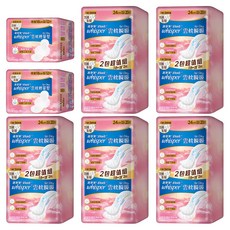 whisper 好自在 AirDry 雲枕瞬吸普通組 20片 5包 + 12片 2包, 1套, 124片, 24cm + 18cm