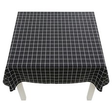 미네릭 방수 방유 PVC 학생 책상 티테이블용 식탁보, 블랙 체크, 1개, 138 x 138 cm