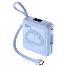 와피크 내장케이블 초소형 미니 보조배터리 10000mAh, M2, 블루