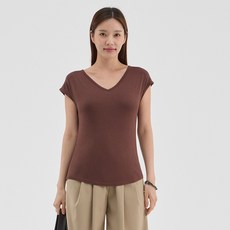 Elsso 女款V領莫代爾短袖T恤