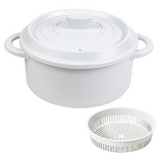 PEARL LIFE 珍珠金屬 微波爐專用調理鍋 + 濾籃 1.7L, 淺灰色, 1套