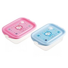 Skater 銀離子輕巧型微波保鮮盒2件組 三麗鷗 Kitty 500ml, 1套, 2個容器 + 2個蓋子