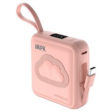 와피크 기내반입 잔량표시 내장케이블 초소형 보조배터리 10000mAh, M2, 핑크