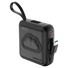 와피크 기내반입 잔량표시 내장케이블 초소형 보조배터리 10000mAh, M2, 블랙
